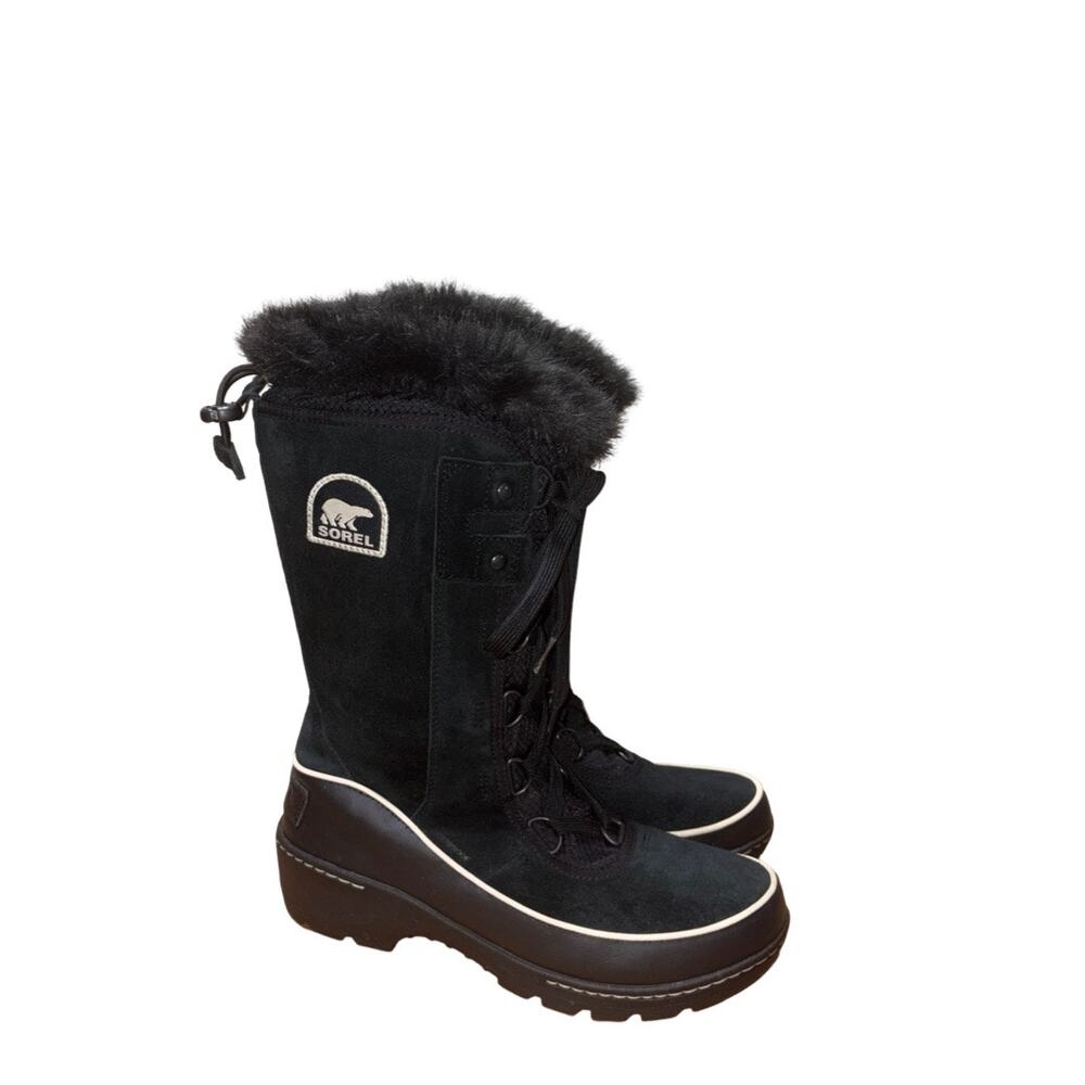 SOREL Tivoli lll Black Suede Faux Fur Lined Waterproof Winter Boots Size: 7.5